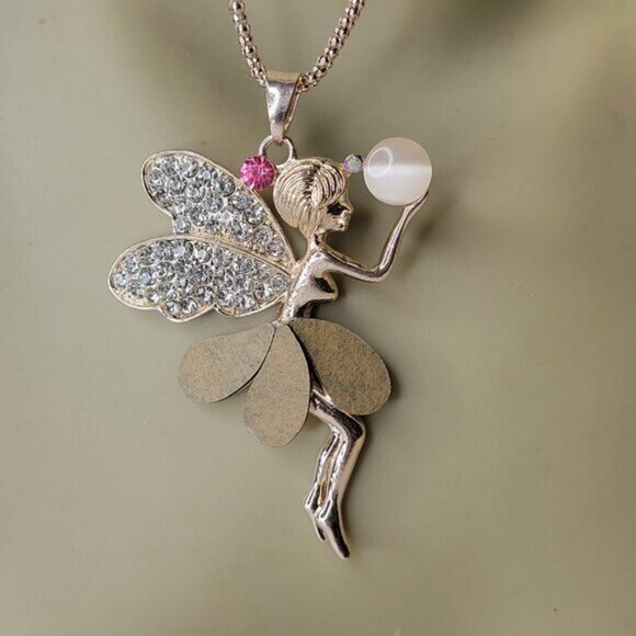 Fairy With Crystal Wings Pendant Necklace - Picture 6 of 10